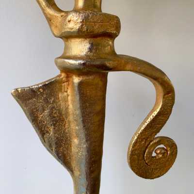Pair of bronze lamps fondica stone casenove style 1980 1990