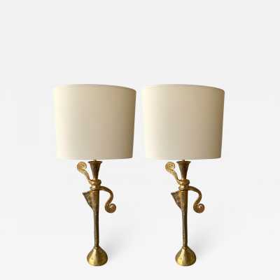Pair of bronze lamps fondica stone casenove style 1980 1990