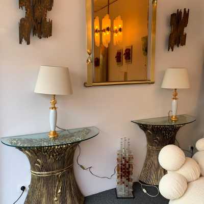 lamps pair bronze pierre casenove fondica france 1990 1980