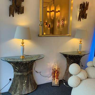 lamps pair bronze pierre casenove fondica france 1990 1980