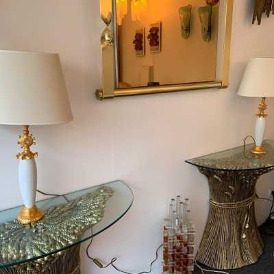 lamps pair bronze pierre casenove fondica france 1990 1980