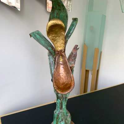 Metal brass lamp maison jansen style 1970