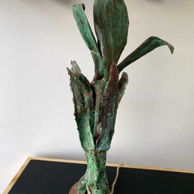 Metal brass lamp maison jansen style 1970