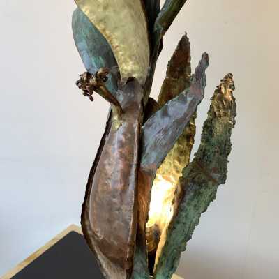Metal brass lamp maison jansen style 1970