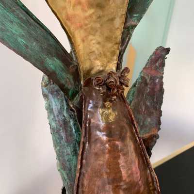 Metal brass lamp maison jansen style 1970