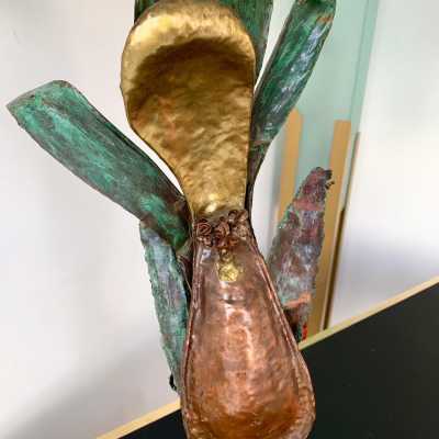 Metal brass lamp maison jansen style 1970