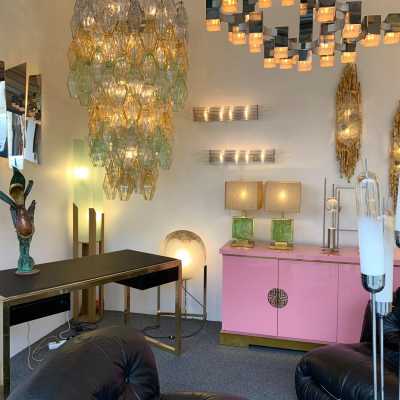 Metal brass lamp maison jansen style 1970