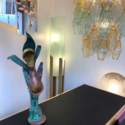 Metal brass lamp maison jansen style 1970