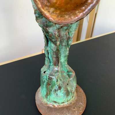 Metal brass lamp maison jansen style 1970