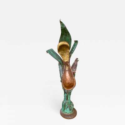 Metal brass lamp maison jansen style 1970