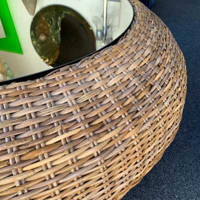 Rattan mirror coffee table 1970