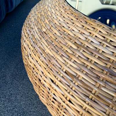Rattan mirror coffee table 1970