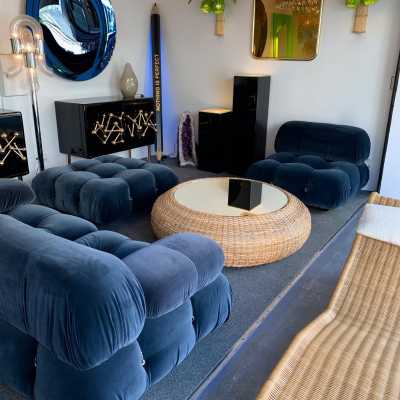 Rattan mirror coffee table 1970