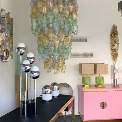 lamp metal chrome Robert Sonneman usa 1970