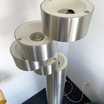 stainless steel floor lamp stilux milano italy 1970