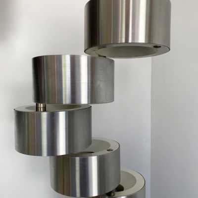 stainless steel floor lamp stilux milano italy 1970