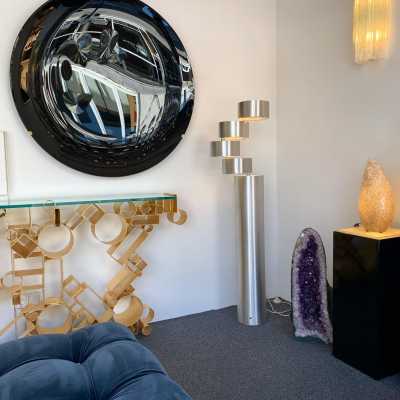 stainless steel floor lamp stilux milano italy 1970