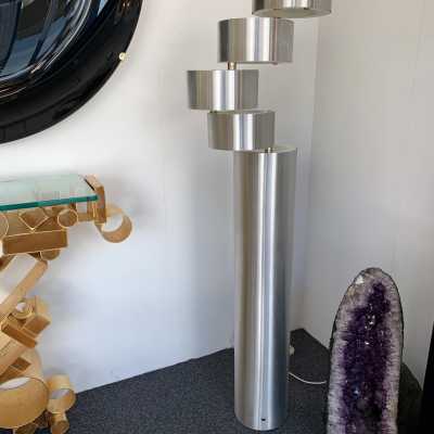 stainless steel floor lamp stilux milano italy 1970