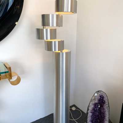 stainless steel floor lamp stilux milano italy 1970