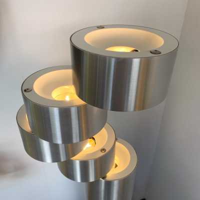 stainless steel floor lamp stilux milano italy 1970