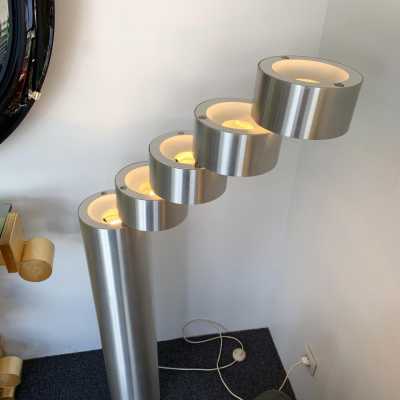 stainless steel floor lamp stilux milano italy 1970