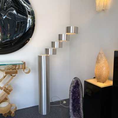 stainless steel floor lamp stilux milano italy 1970