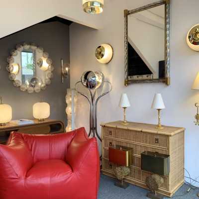lamps pair metal gilded bronze mathias fondica france 1990