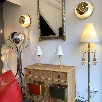 lamps pair metal gilded bronze mathias fondica france 1990