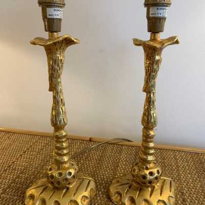 lamps pair metal gilded bronze mathias fondica france 1990
