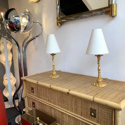 lamps pair metal gilded bronze mathias fondica france 1990