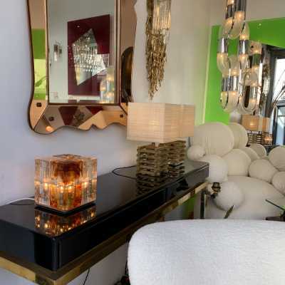 Murano glass cube lamp poliarte italy 1970
