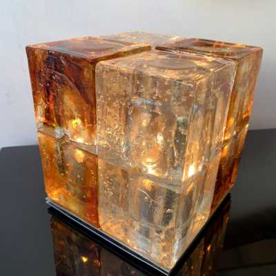 Murano glass cube lamp poliarte italy 1970