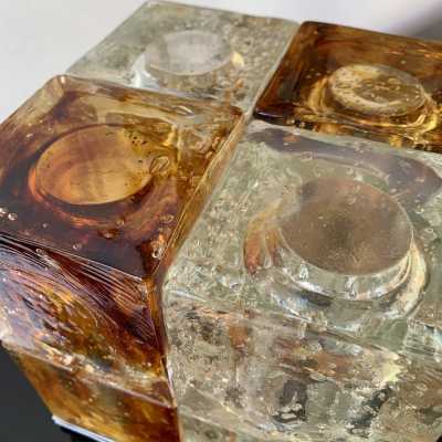 Murano glass cube lamp poliarte italy 1970