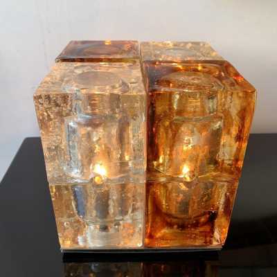 Murano glass cube lamp poliarte italy 1970
