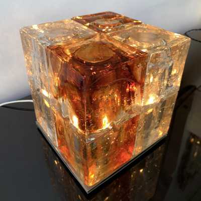 Murano glass cube lamp poliarte italy 1970