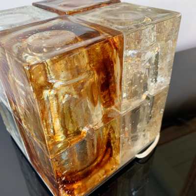 Murano glass cube lamp poliarte italy 1970