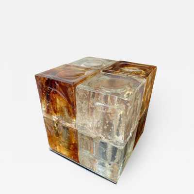 Murano glass cube lamp poliarte italy 1970