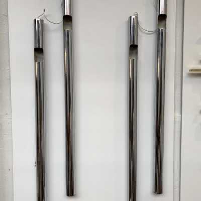 wall lights organ pair chromed metal reggiani sciolari italy 1970