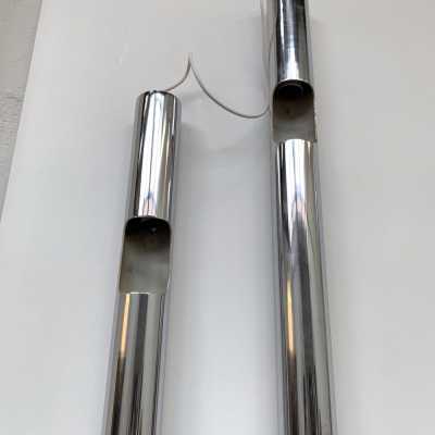 wall lights organ pair chromed metal reggiani sciolari italy 1970