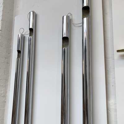 wall lights organ pair chromed metal reggiani sciolari italy 1970