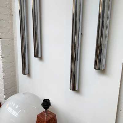wall lights organ pair chromed metal reggiani sciolari italy 1970