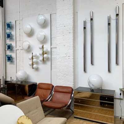 wall lights organ pair chromed metal reggiani sciolari italy 1970