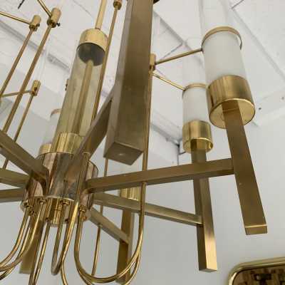 brass chandelier sciolari glass italy 1960 1970