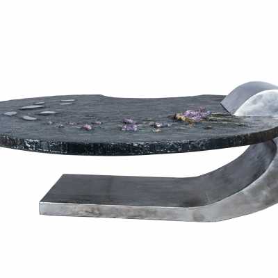 Resin and brass coffee table