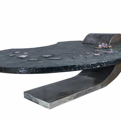 Resin and brass coffee table