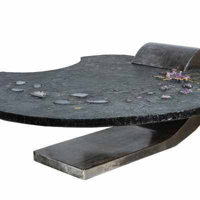 Resin and brass coffee table