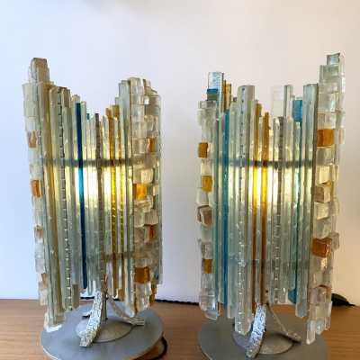 wrought iron glass lamps poliarte biancardi jordan arte italy 1970