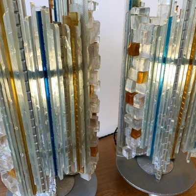 wrought iron glass lamps poliarte biancardi jordan arte italy 1970