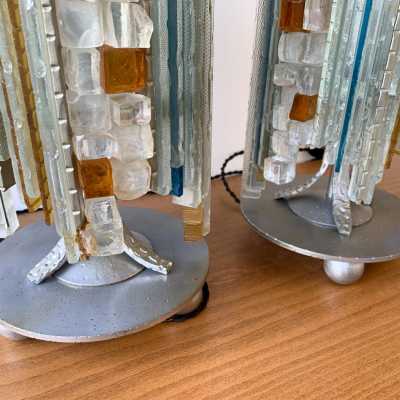 wrought iron glass lamps poliarte biancardi jordan arte italy 1970