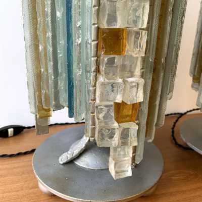 wrought iron glass lamps poliarte biancardi jordan arte italy 1970